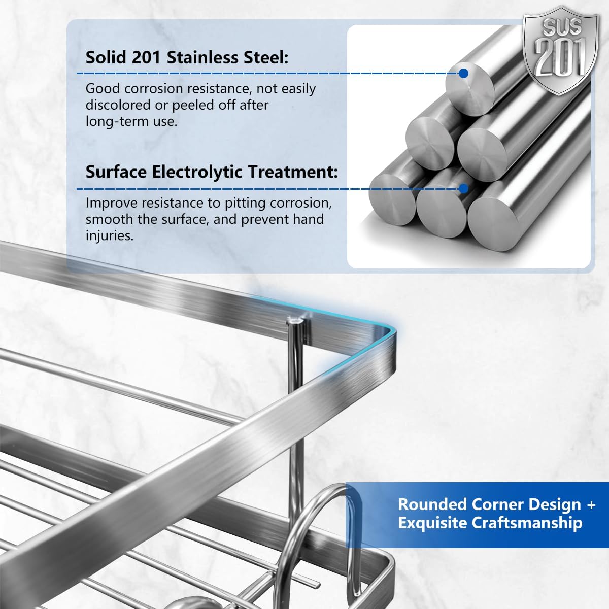 Acemining Porta Sapone per Doccia 3 Pack, Argento - immagine 5