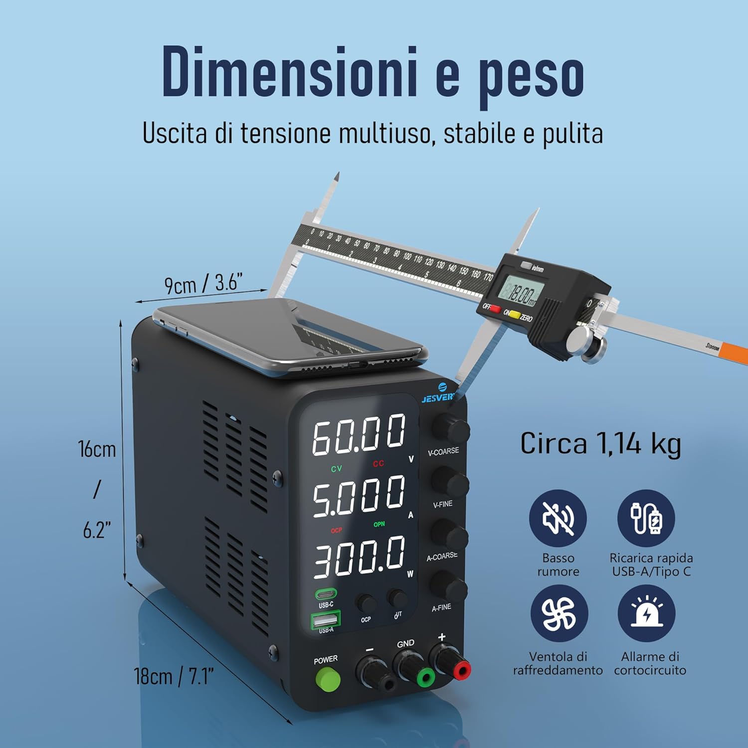 Alimentatore CC Variabile SPS-6005V 60V 5A - immagine 3