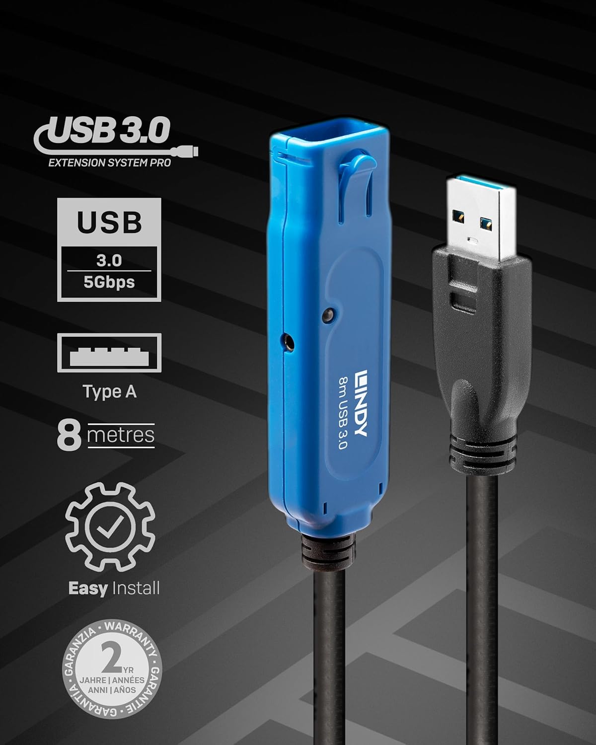 Lindy - Cavo Prolunga USB 3.0 Active Extension Pro 8 Metri - immagine 2