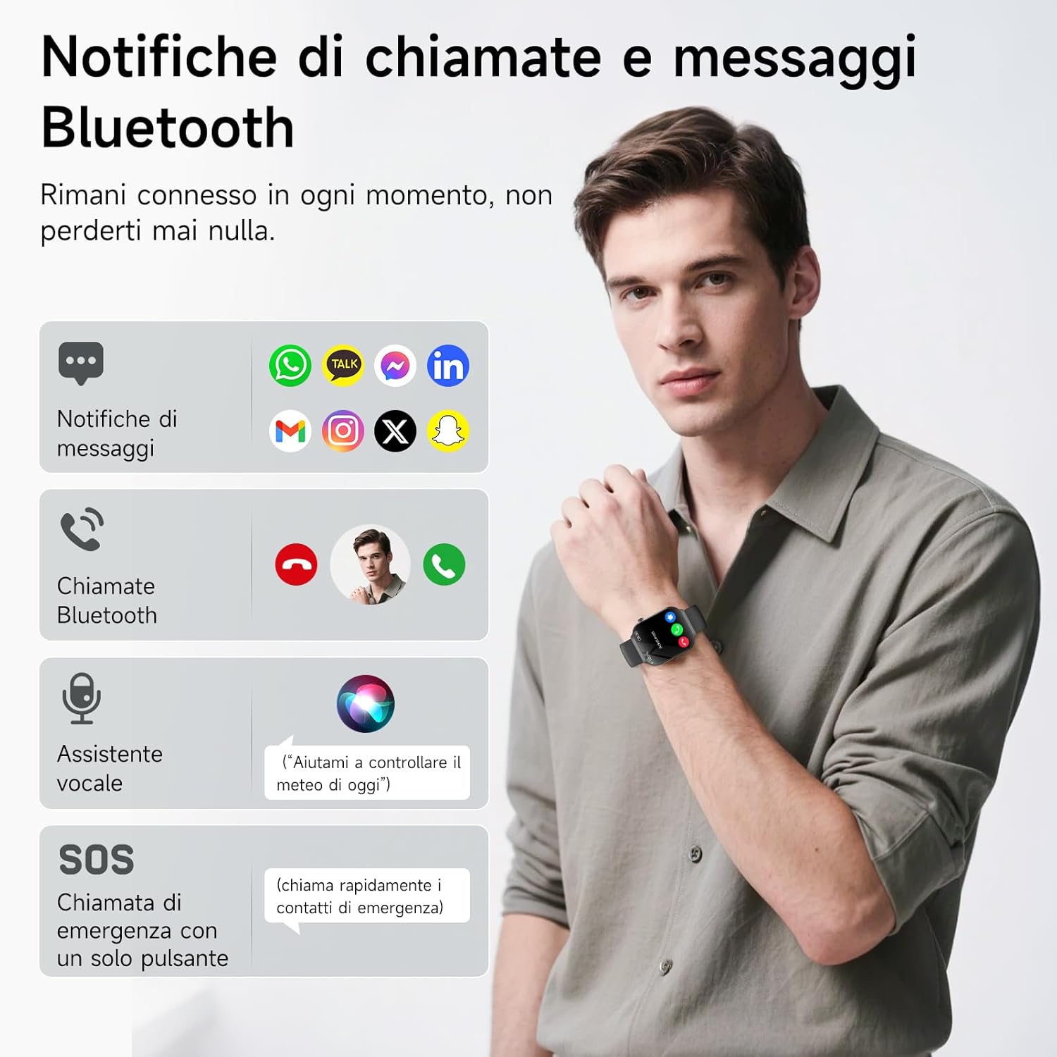 Smartwatch 2026 con ECG e Monitoraggio Glicemia 2.2" Curvo - immagine 5