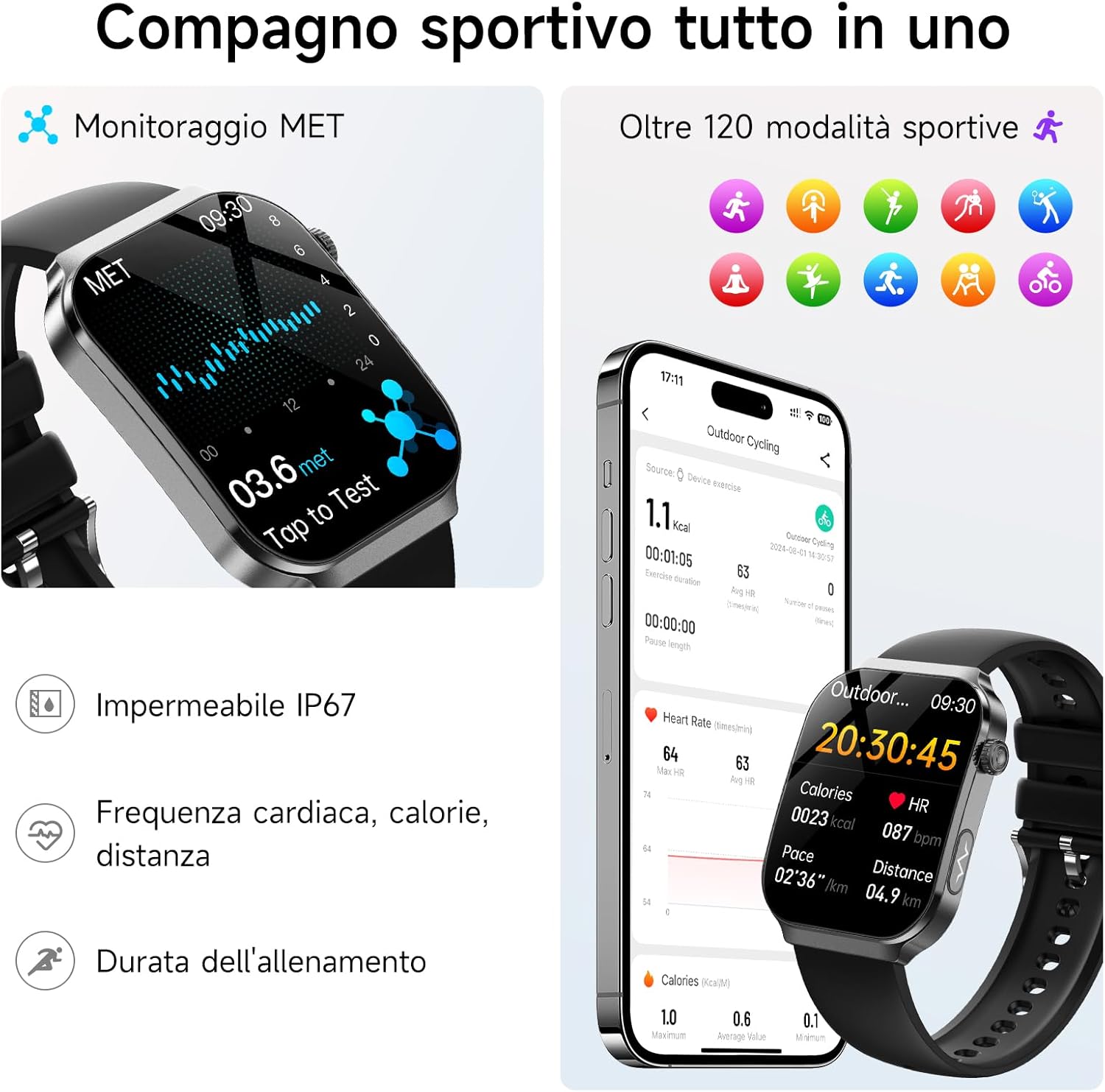 Smartwatch 2026 con ECG e Monitoraggio Glicemia 2.2" Curvo - immagine 6