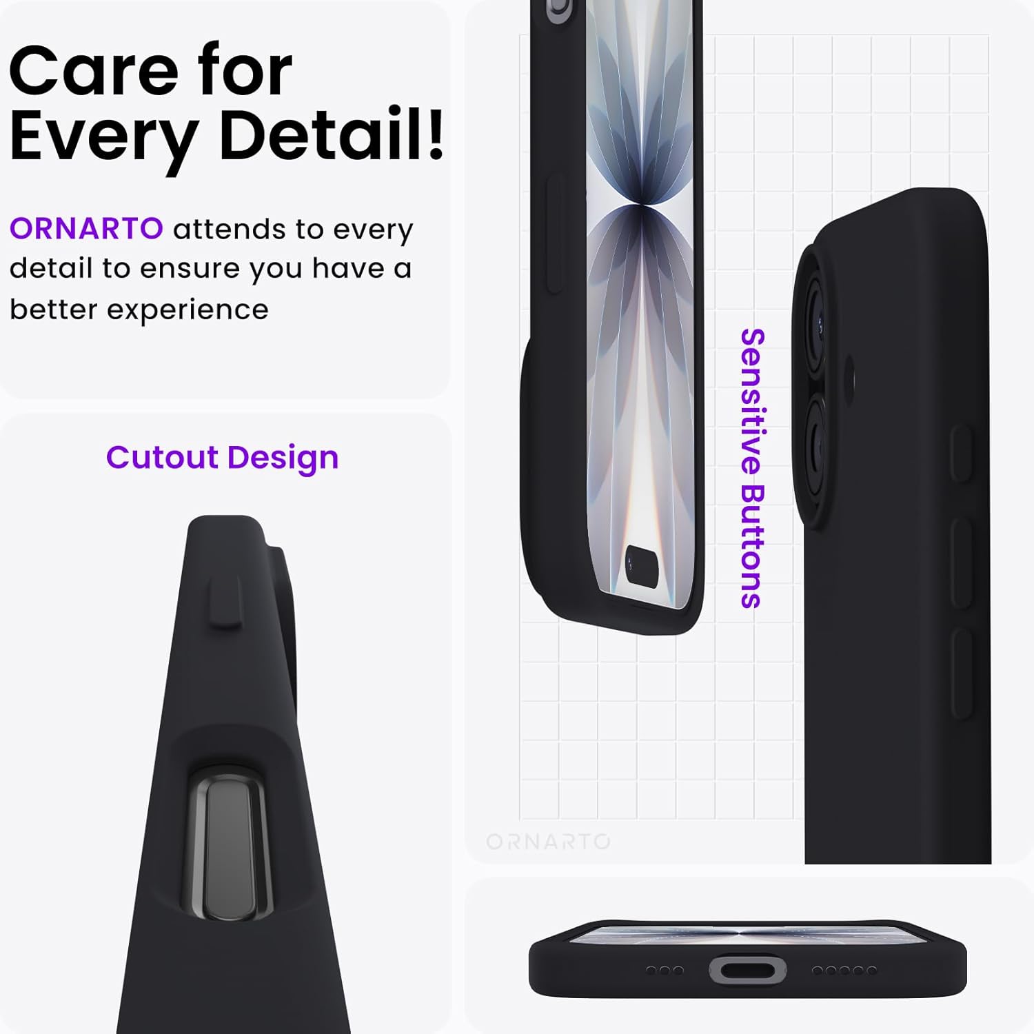 Ornarto Cover per iPhone 17 6,3 Pollici, Nero - immagine 5