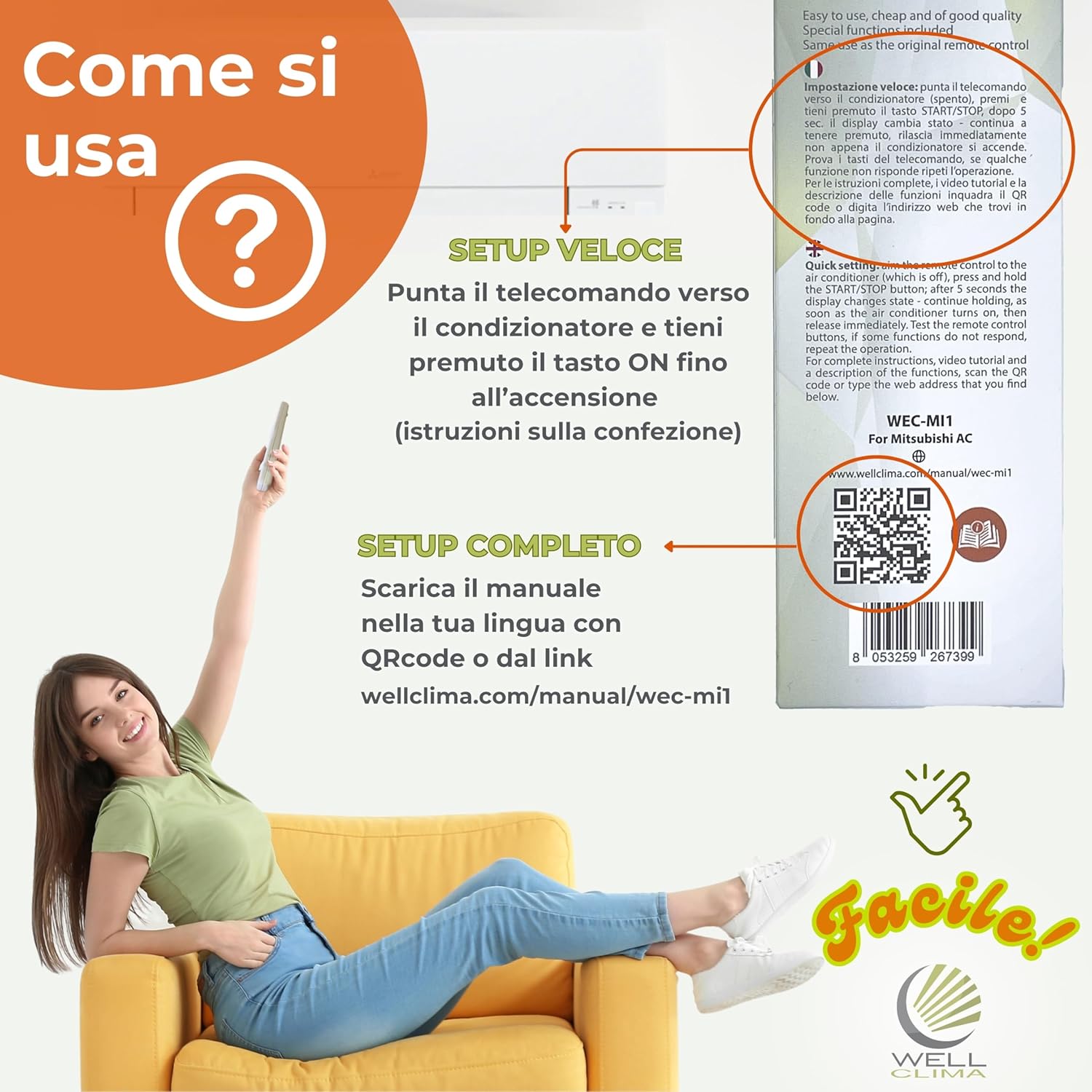 Wellclima WEC-MI1 Telecomando Universale Mitsubishi - immagine 3