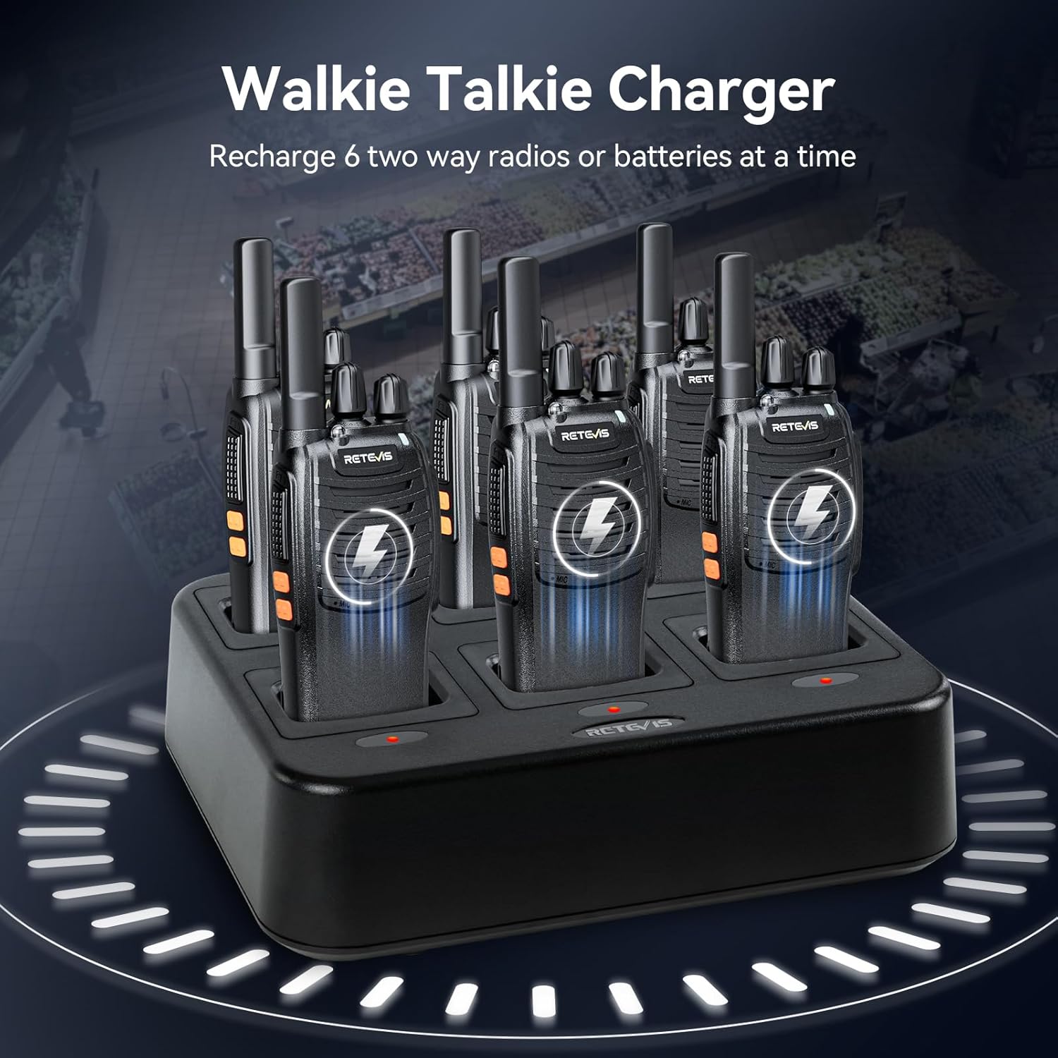 Retevis H777 Walkie Talkie PMR446 con Caricabatterie 6 Vie - immagine 3