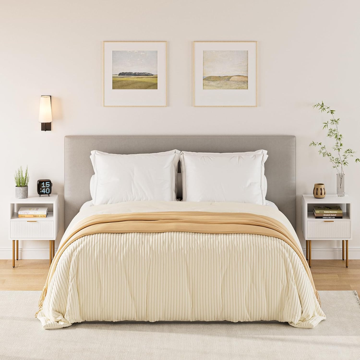 Comodino Moderno con Cassetto e Ripiano, Bianco - immagine 4