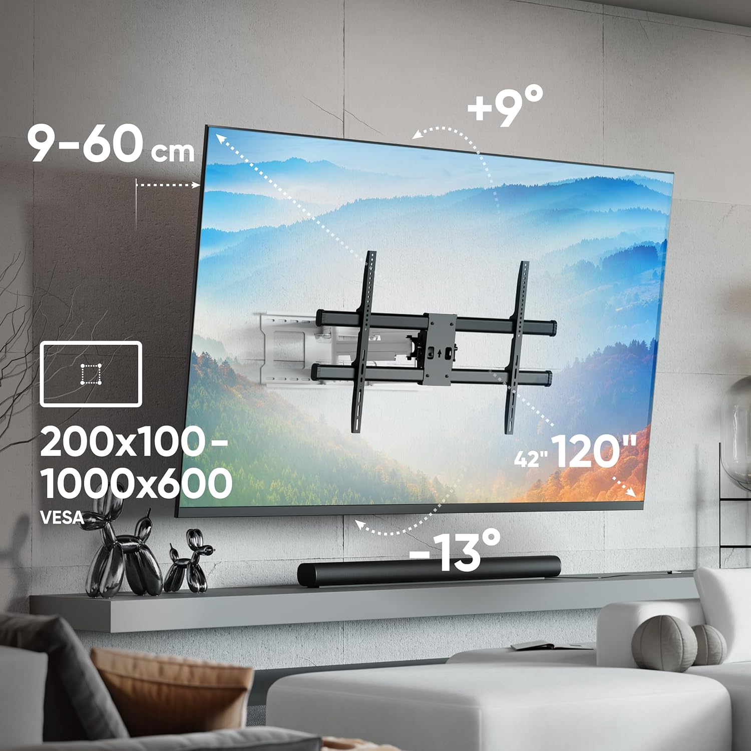 Onkron Supporto TV Parete 42"–120" fino a 100kg - immagine 2