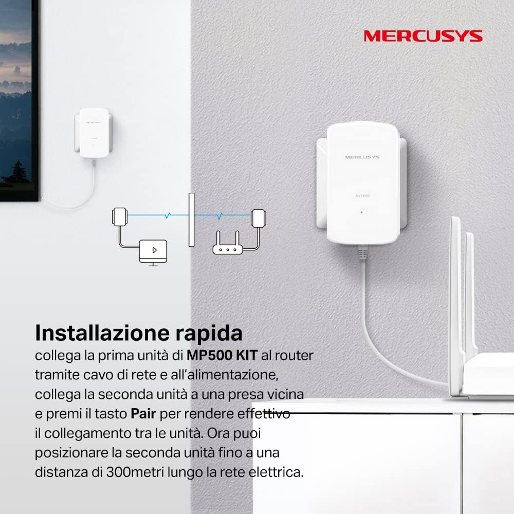 Mercusys TP-Link MP500 KIT Powerline AV2 1000Mbps - immagine 4