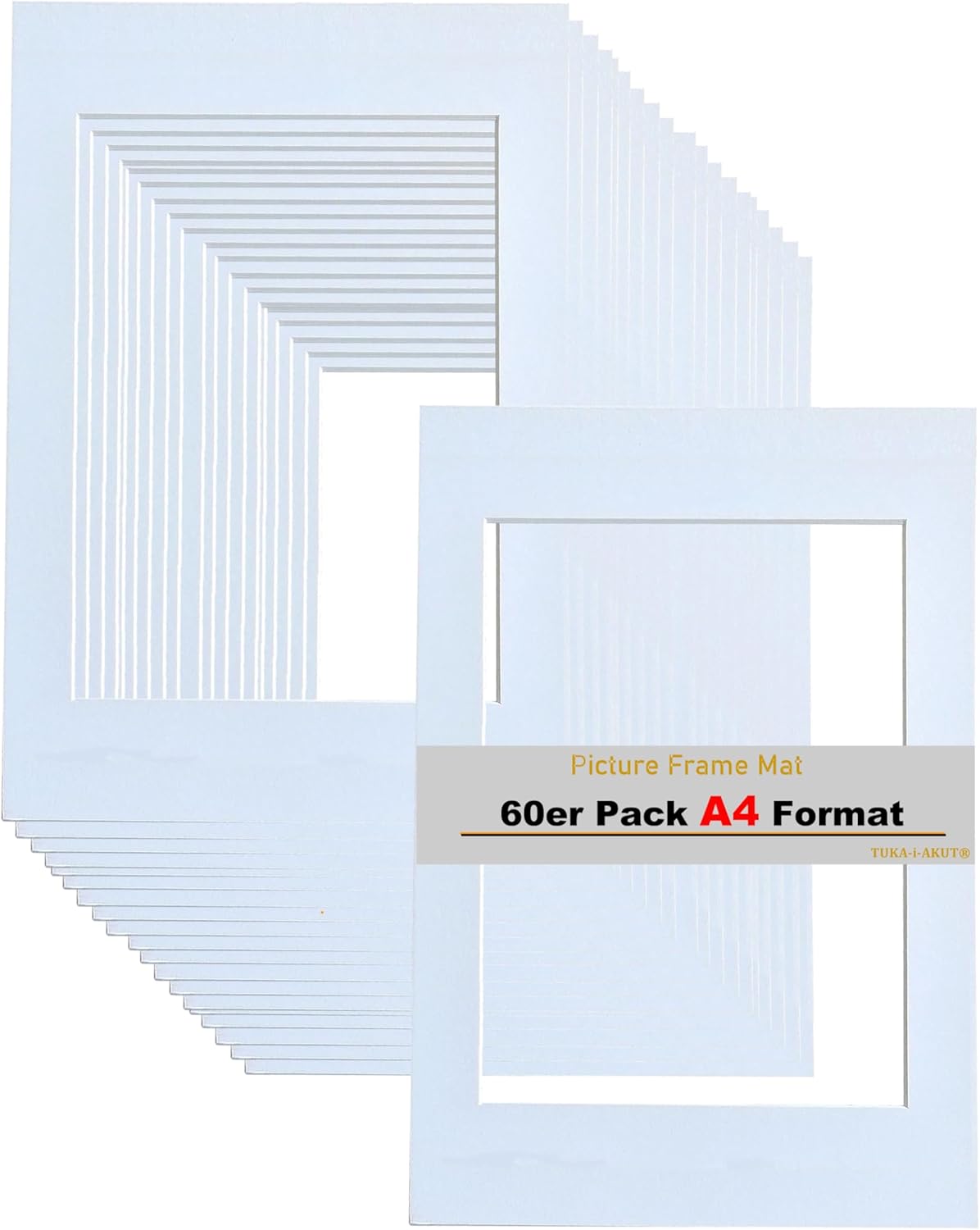 TUKA-i-AKUT 60x Passe-partout A4 per Foto, Bianco
