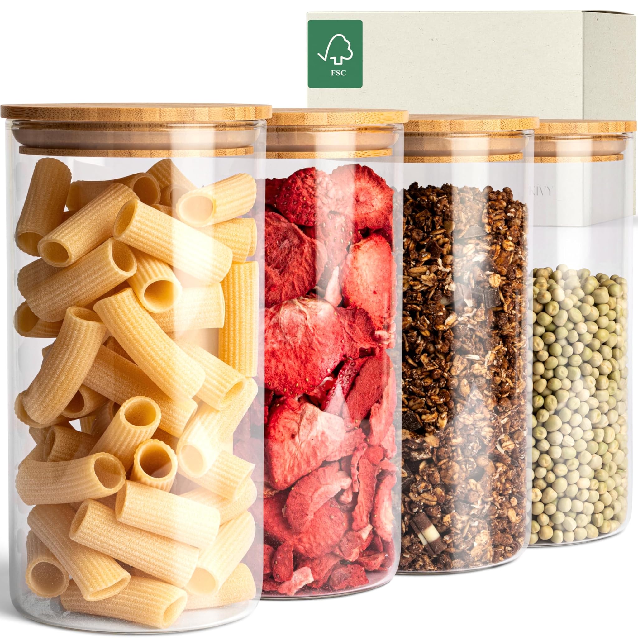 Kivy Barattoli Vetro Ermetici 4x 1200ml