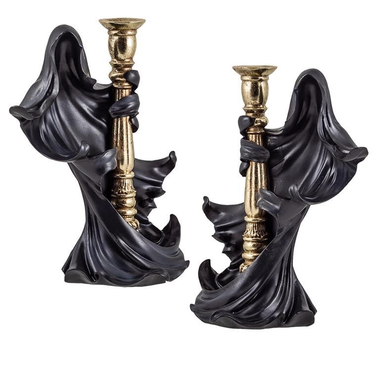 DRW Set 2 Candelabri Fantasami in Resina Dipinta a Mano