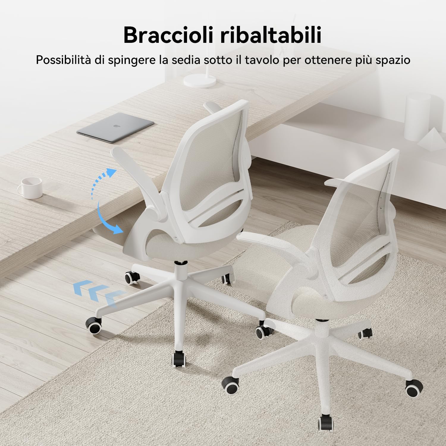 Hbada J1 Sedia da Ufficio Ergonomica Girevole, Grigio - immagine 4