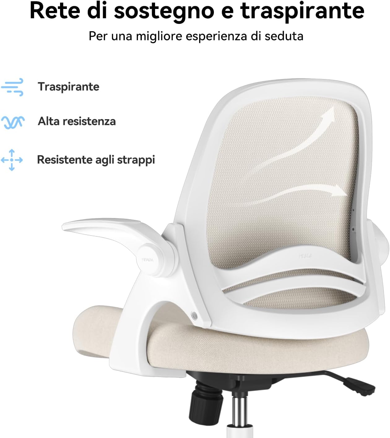 Hbada J1 Sedia da Ufficio Ergonomica Girevole, Grigio - immagine 7