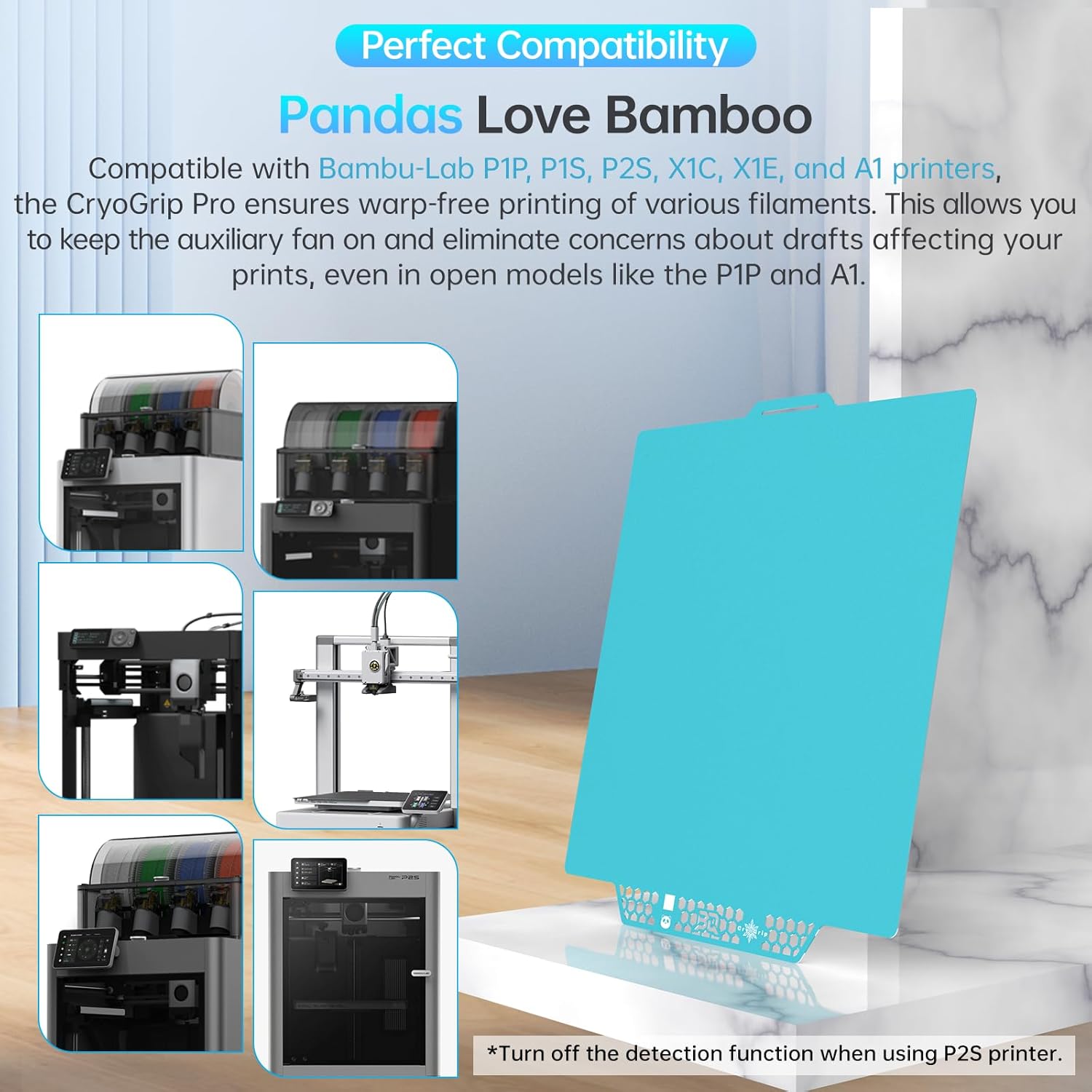 BIQU CryoGrip Pro Glacier Panda Build Plate 257x257mm - immagine 4