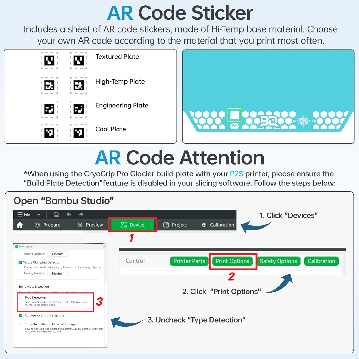 BIQU CryoGrip Pro Glacier Panda Build Plate 257x257mm - immagine 5