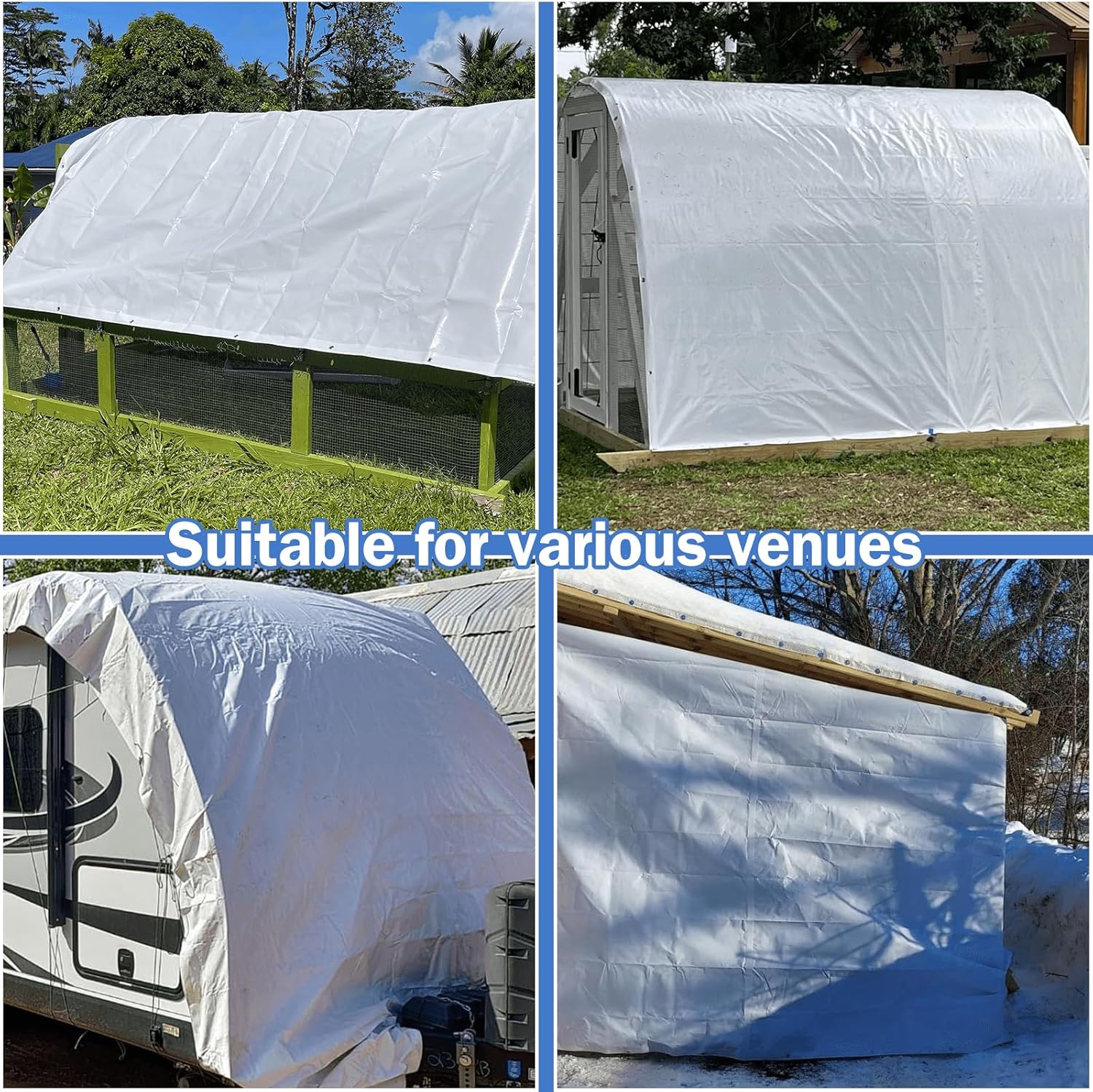 Telo Impermeabile Esterno in Polietilene 6x12m, Bianco - immagine 7