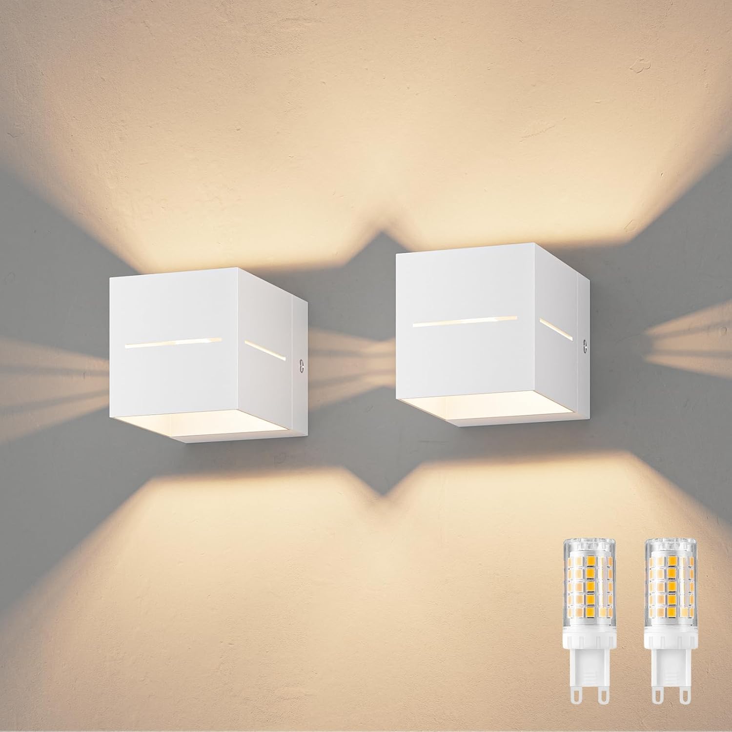 Klighten 2 Pezzi Lampade da Parete Interni 5W Bianco - immagine 1