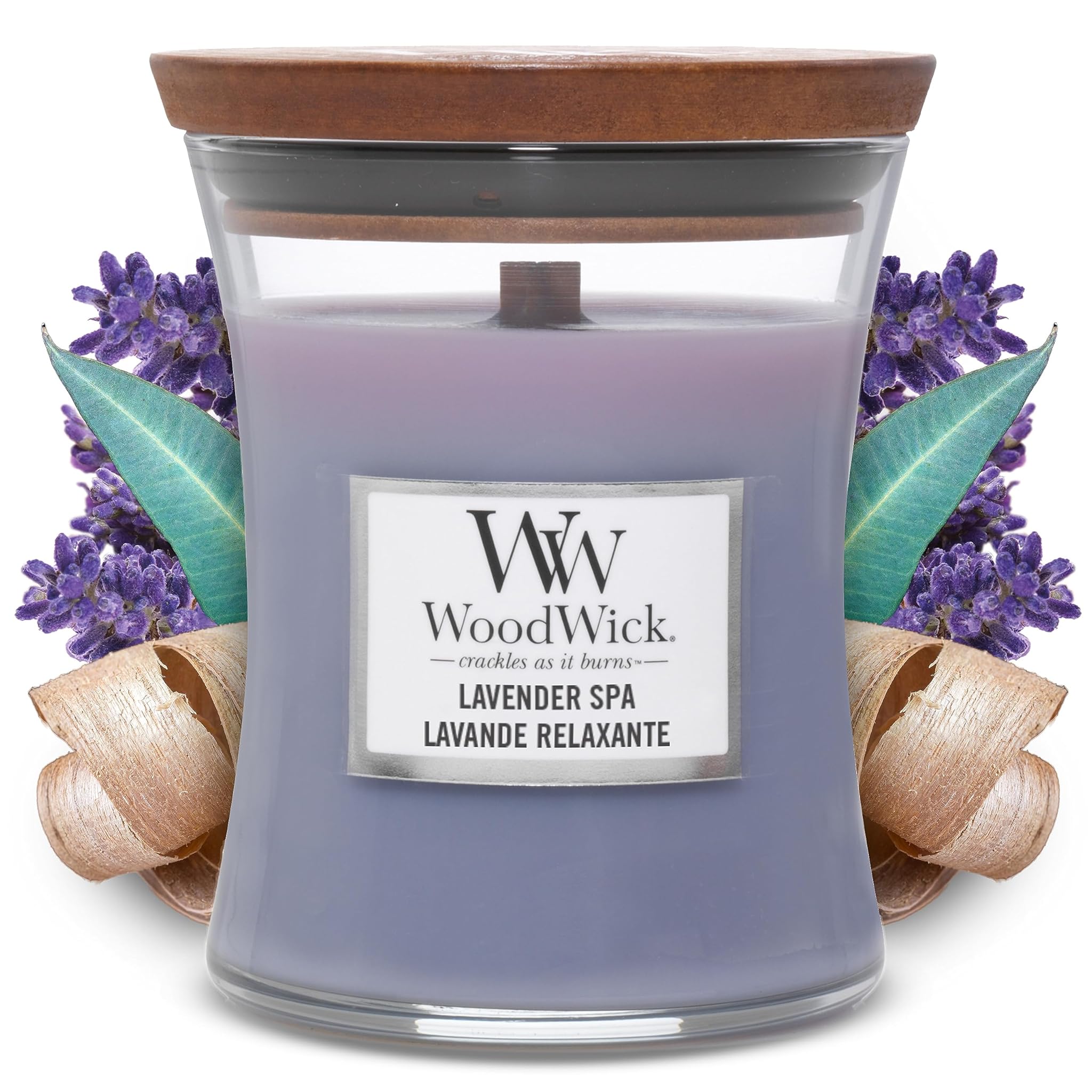 Woodwick Candela Profumata Hourglass Media - Lavender Spa