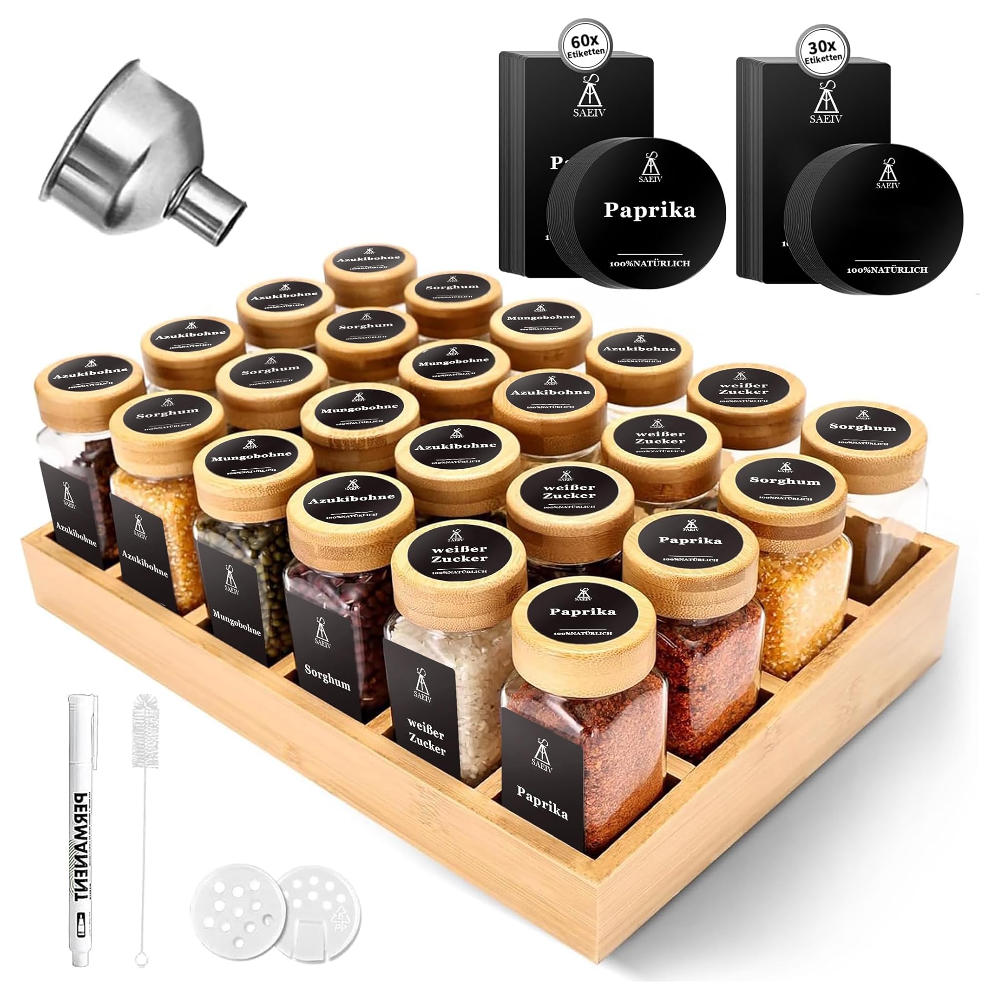 SAEIV Bamboo Organizzatore Cassetti Cucina + Portaspezie