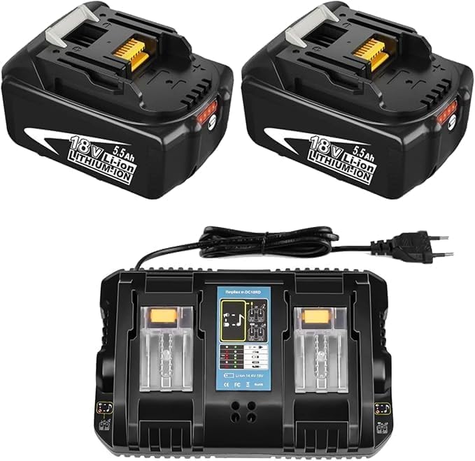 Powayup 2 Batterie 18V BL1850B + Caricabatterie DC18RD