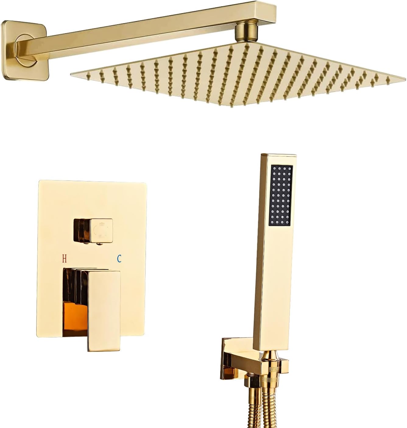 Sanitemodar Set Doccia Incasso Dorato con Soffione 40x40cm