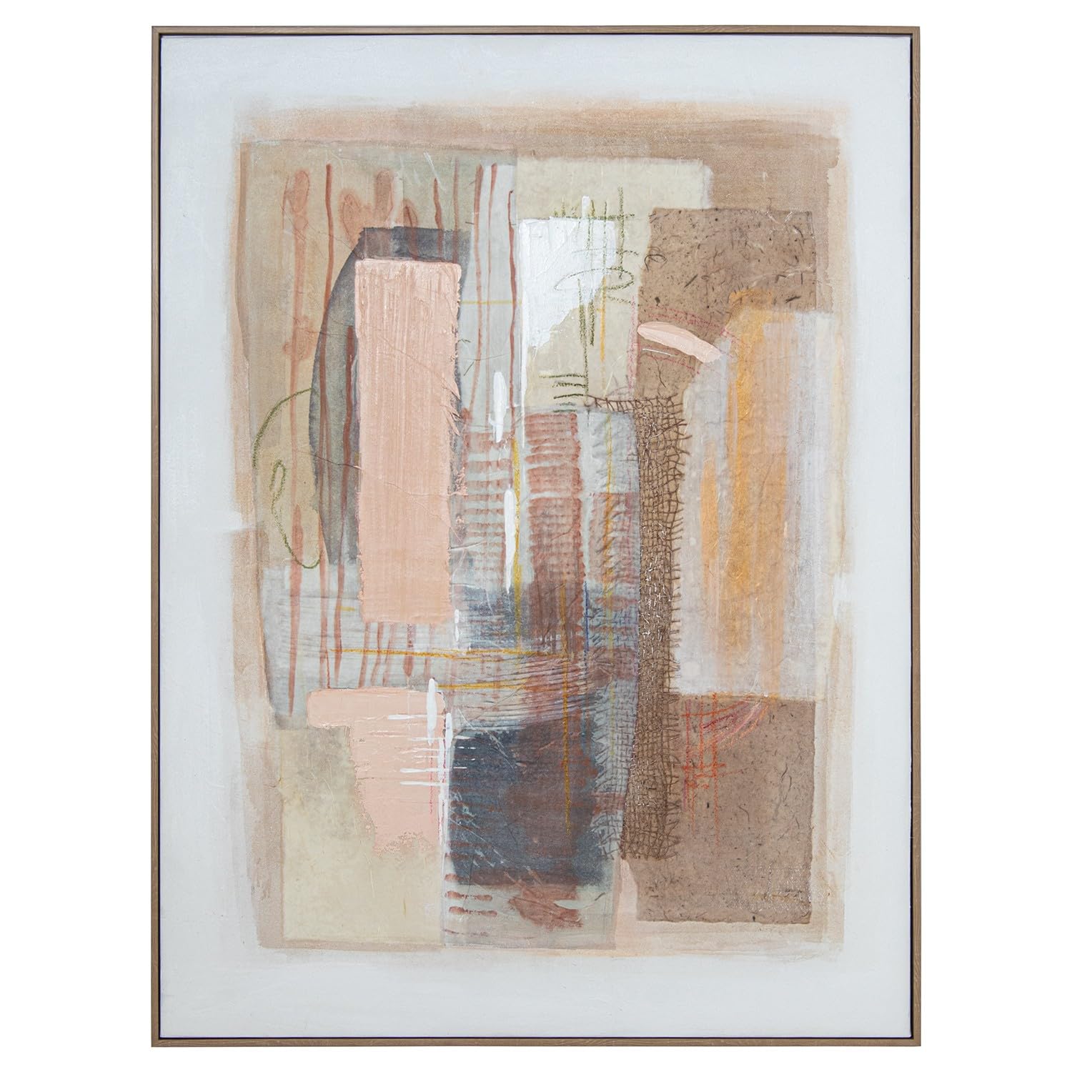 DRW Quadro tela astratta con cornice a ps in multicolore 90 x 4 x 120 cm