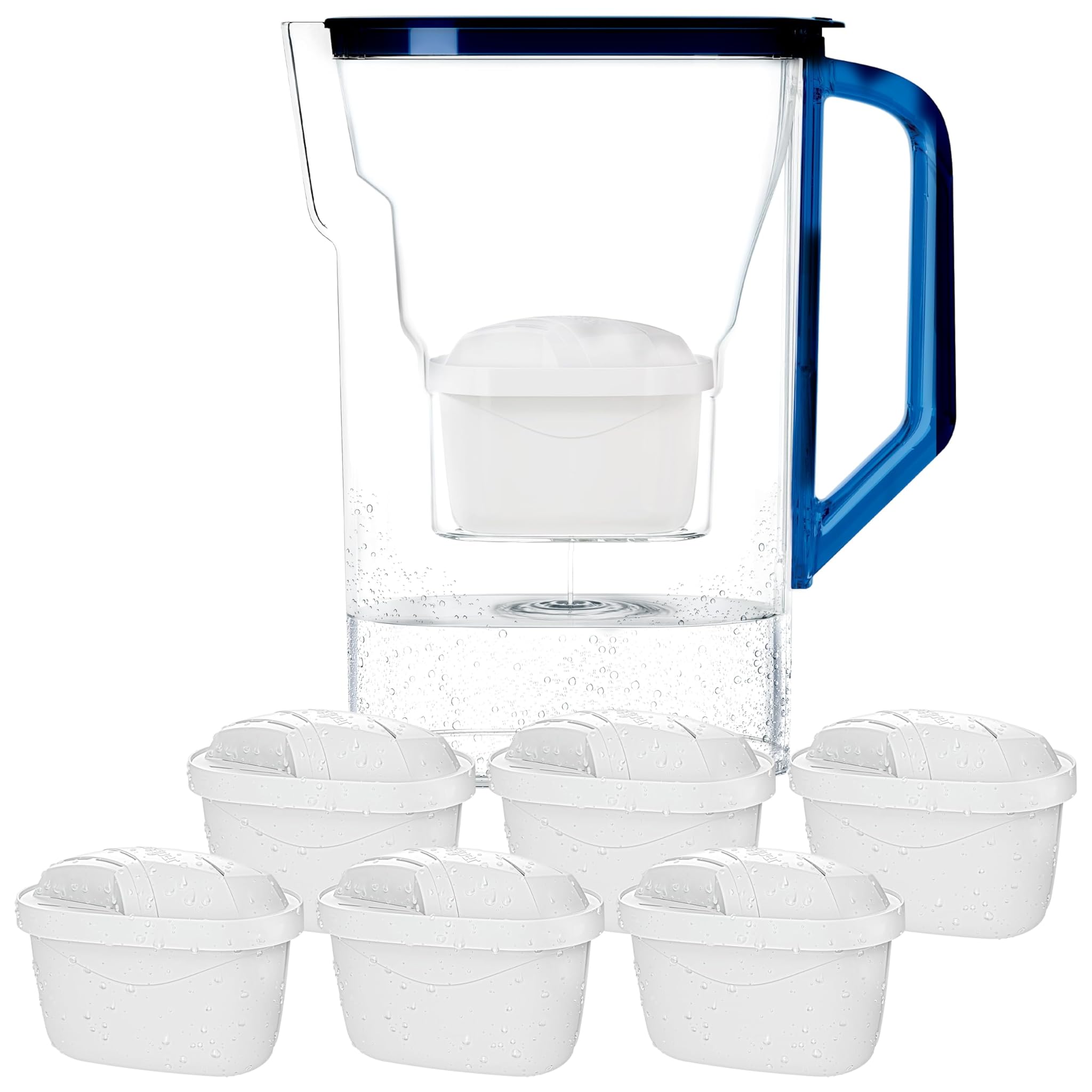 Wessper Caraffa Filtrante 2,7 Litri con 6 Filtri, Blu