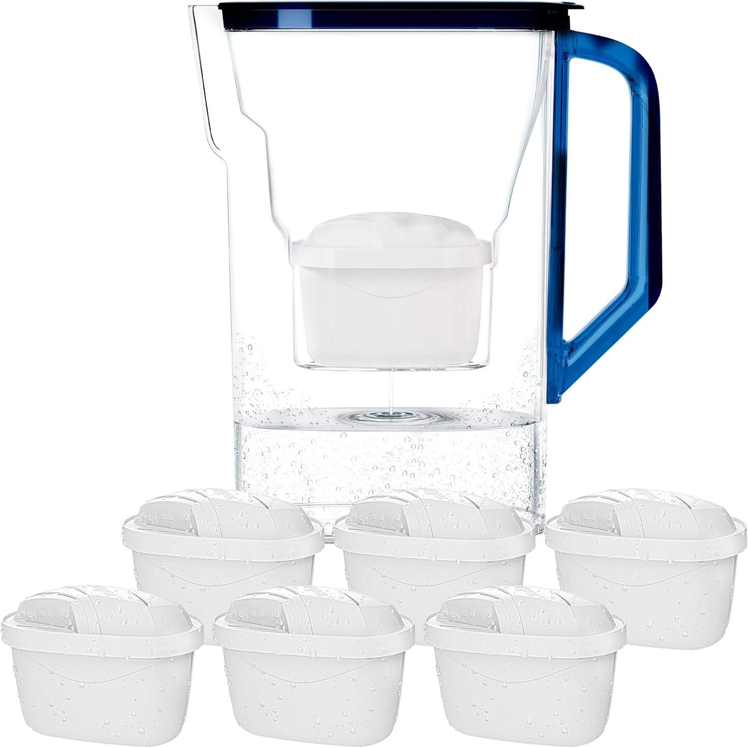 Wessper Caraffa Filtrante 2,7 Litri con 6 Filtri, Blu - immagine 1