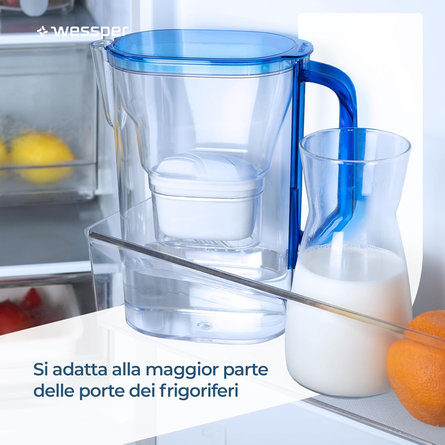 Wessper Caraffa Filtrante 2,7 Litri con 6 Filtri, Blu - immagine 8