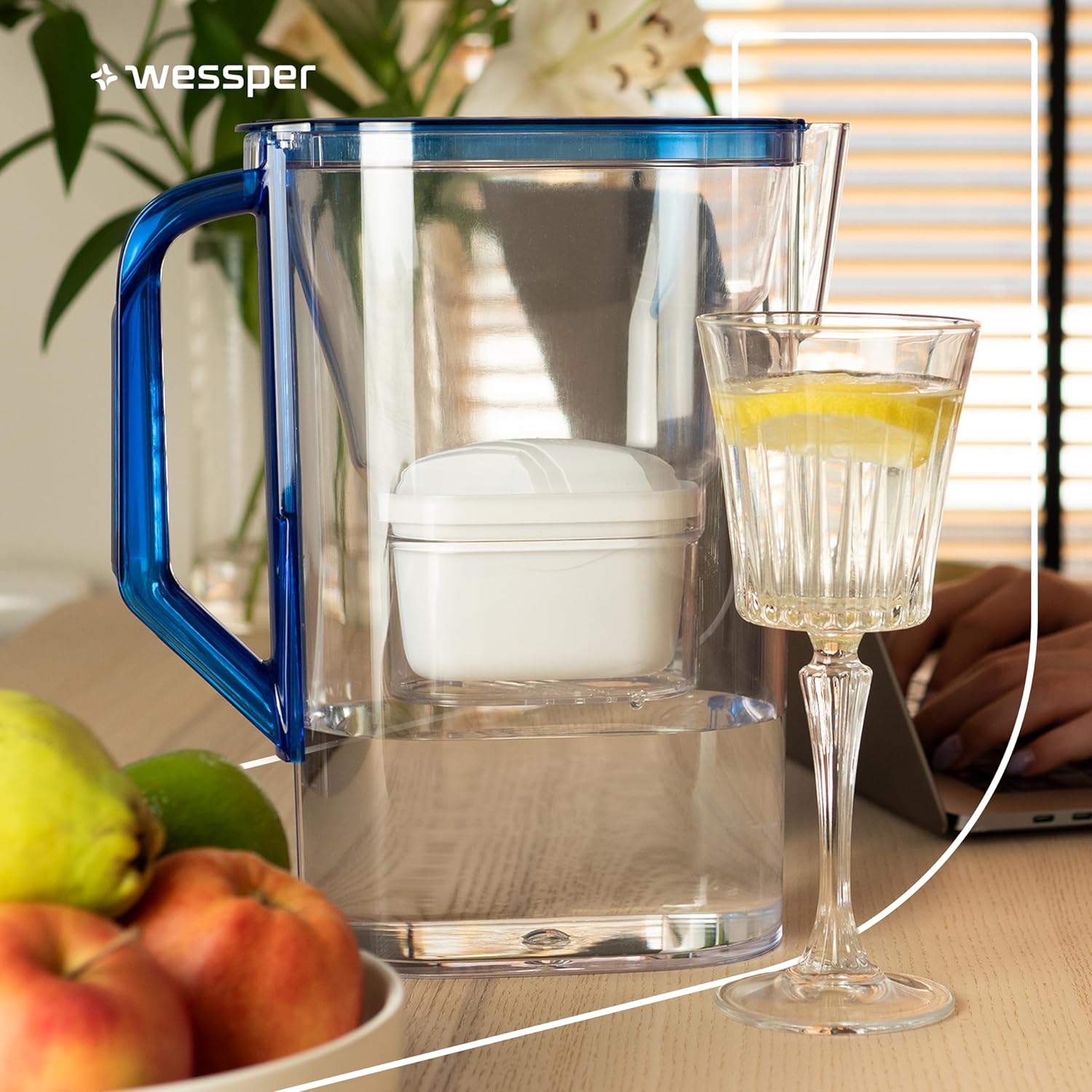Wessper Caraffa Filtrante 2,7 Litri con 6 Filtri, Blu - immagine 9
