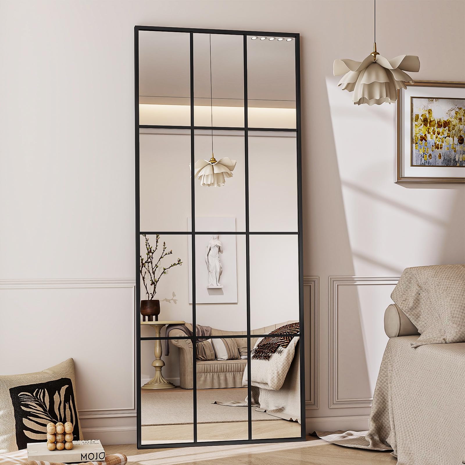 Koonmi Specchio da Finestra 60x165 cm - Nero