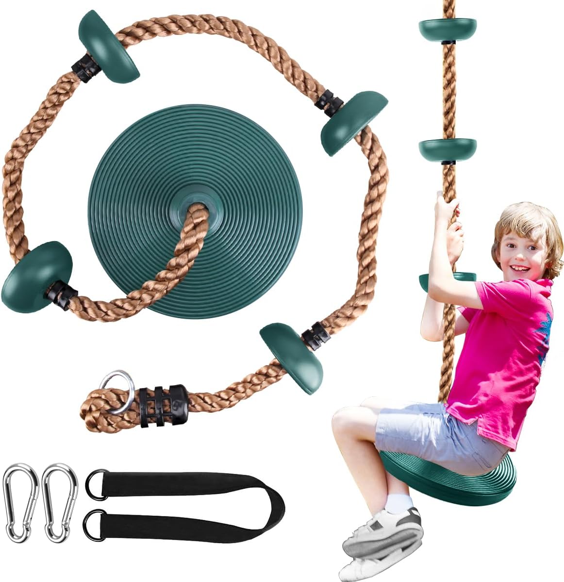 Altalena per Bambini con Piattaforma e Corda da Arrampicata - immagine 1