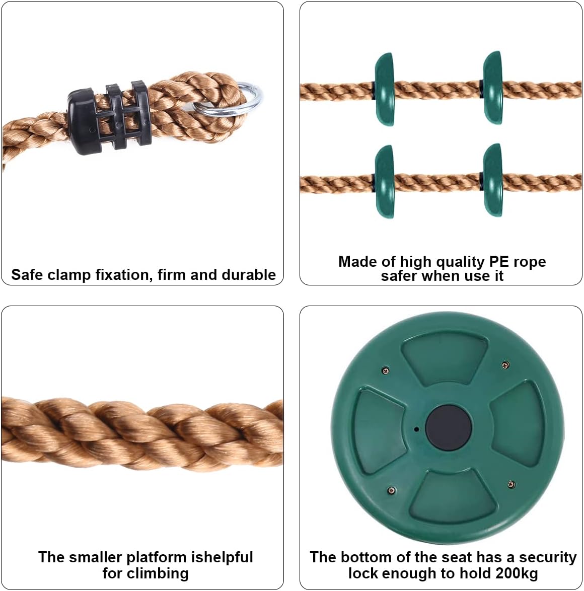 Altalena per Bambini con Piattaforma e Corda da Arrampicata - immagine 3