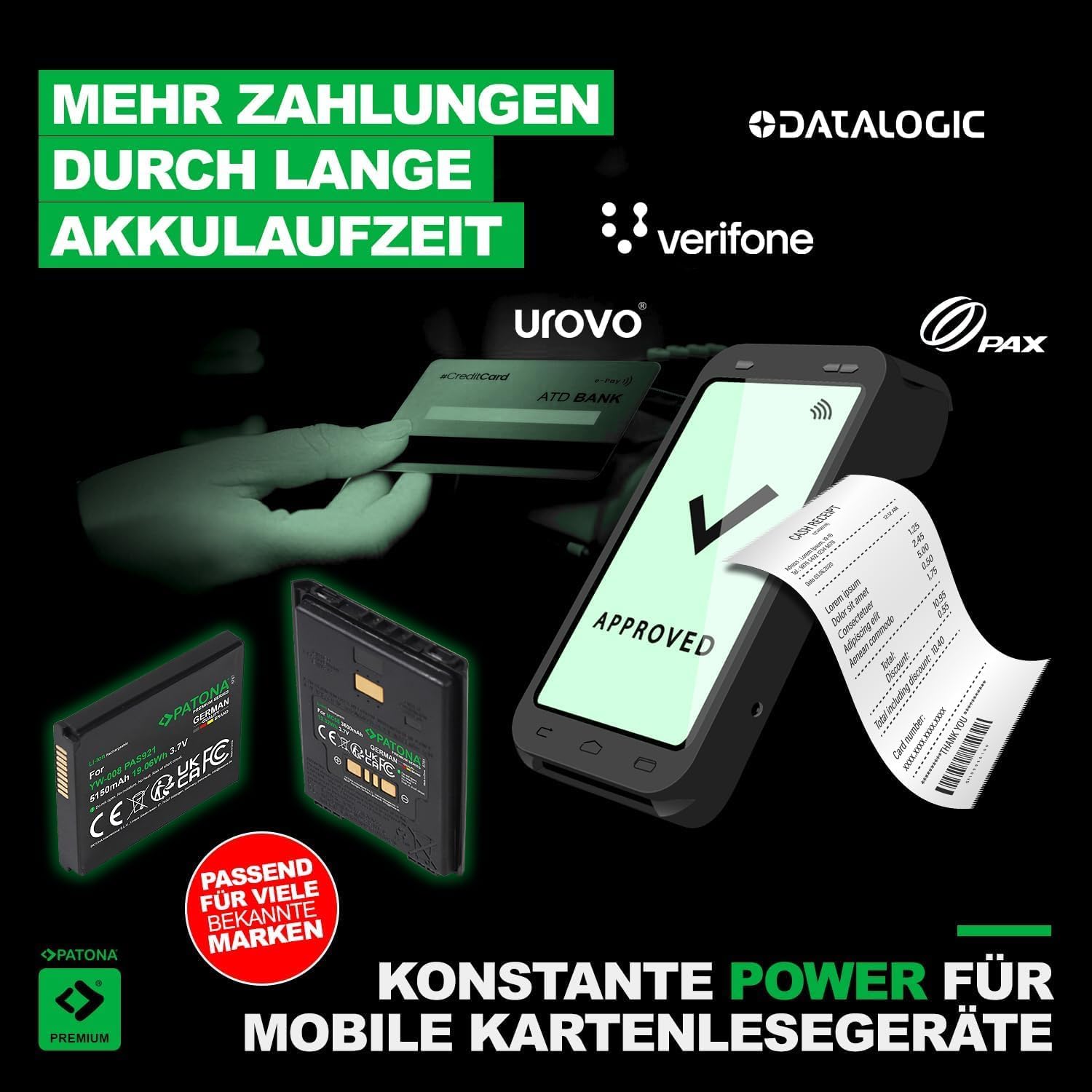 Patona Batteria per Urovo DT40 Scanner, 4500 mAh - immagine 3