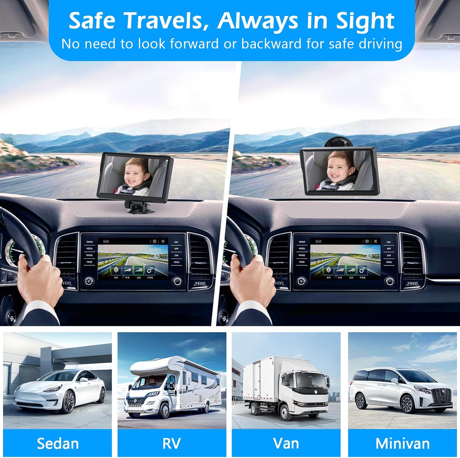 Baby Car Camera 4,3" HD IR Night Vision 178° Wide View - immagine 5