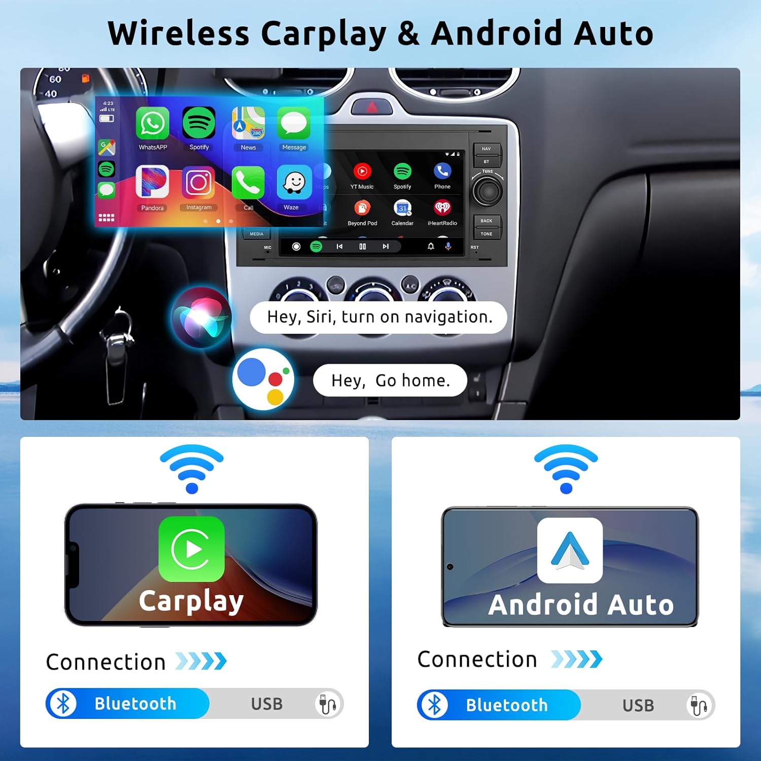 Autoradio Android 13 per Ford Focus Fiesta C/S-Max Transit - immagine 4