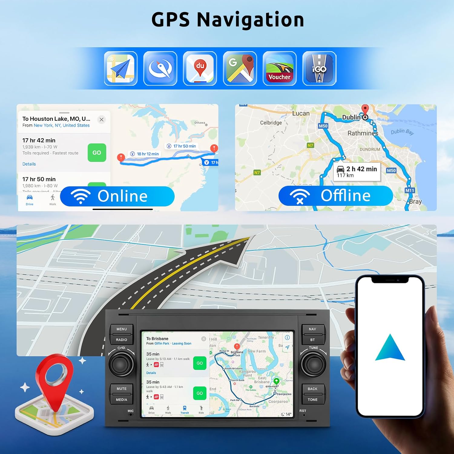 Autoradio Android 13 per Ford Focus Fiesta C/S-Max Transit - immagine 6