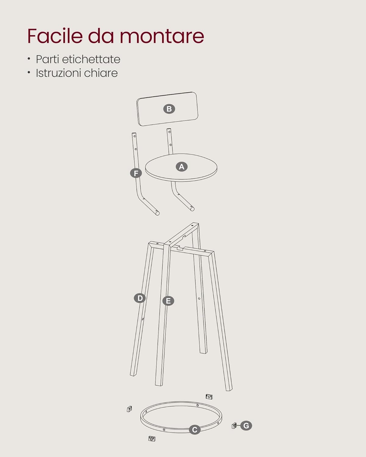 Vasagle Sgabelli da Bar Imbottiti in PU - Set da 2 - immagine 8