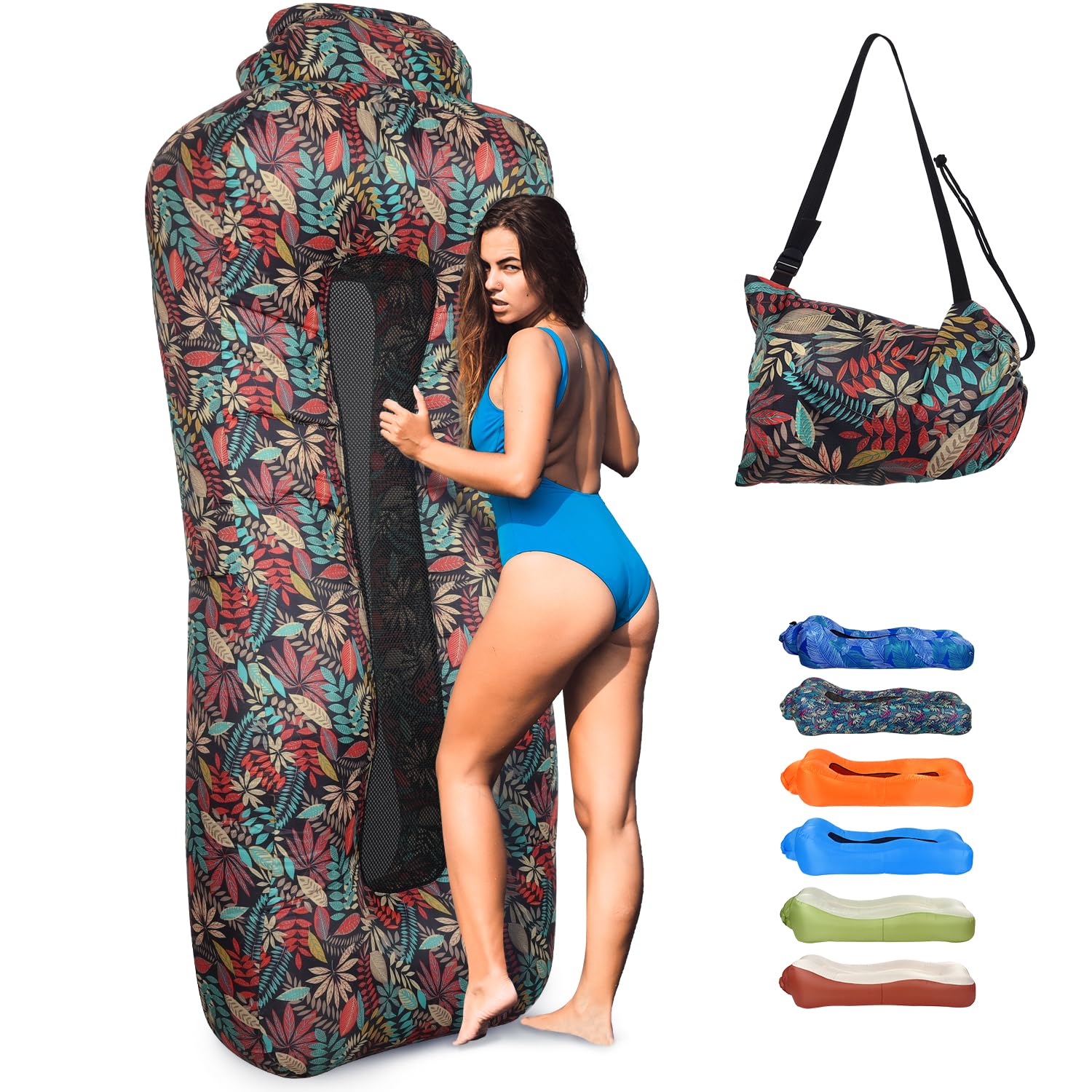 Outplea Sdraio Gonfiabile Leggero Portatile, Rosso Tropicale