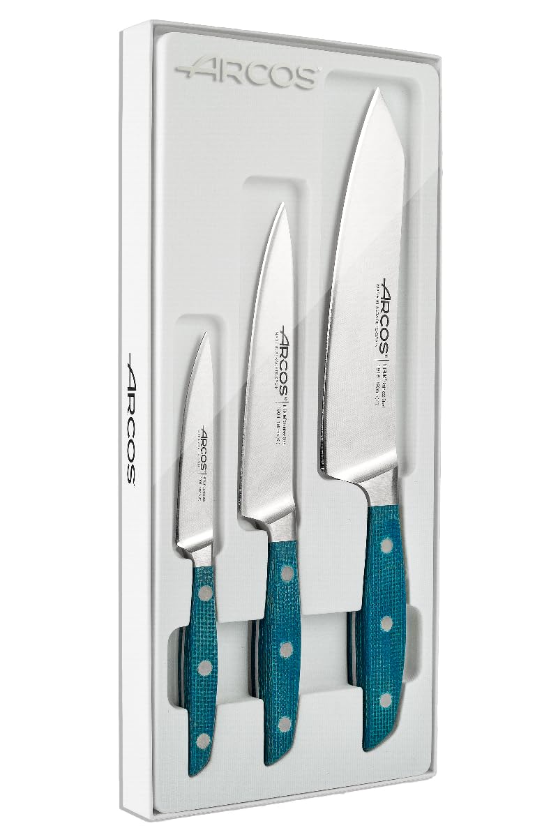 Arcos Set Coltelli da Cucina Forgiati 3 Pezzi, Blu
