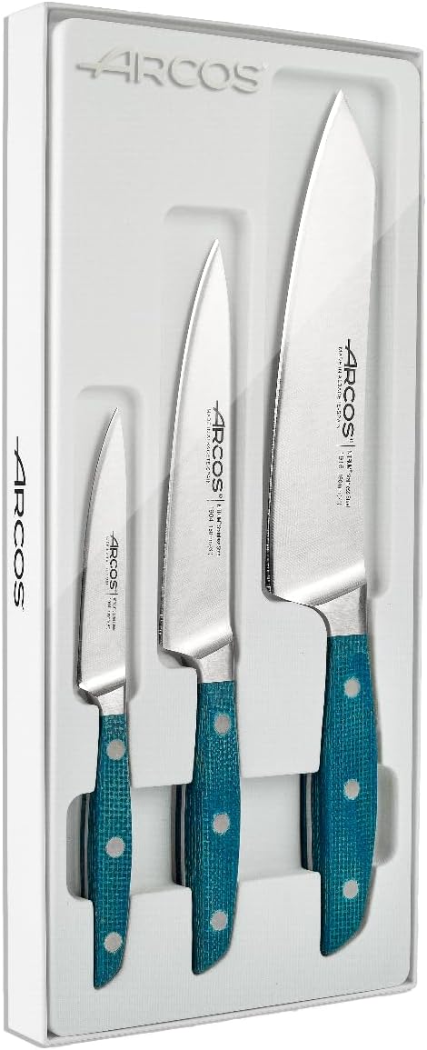 Arcos Set Coltelli da Cucina Forgiati 3 Pezzi, Blu - immagine 1