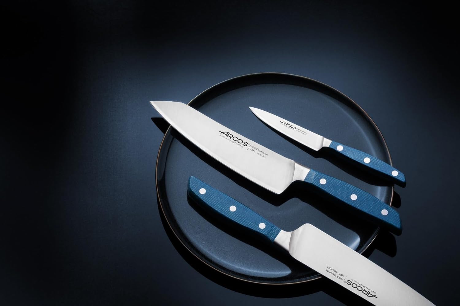 Arcos Set Coltelli da Cucina Forgiati 3 Pezzi, Blu - immagine 5