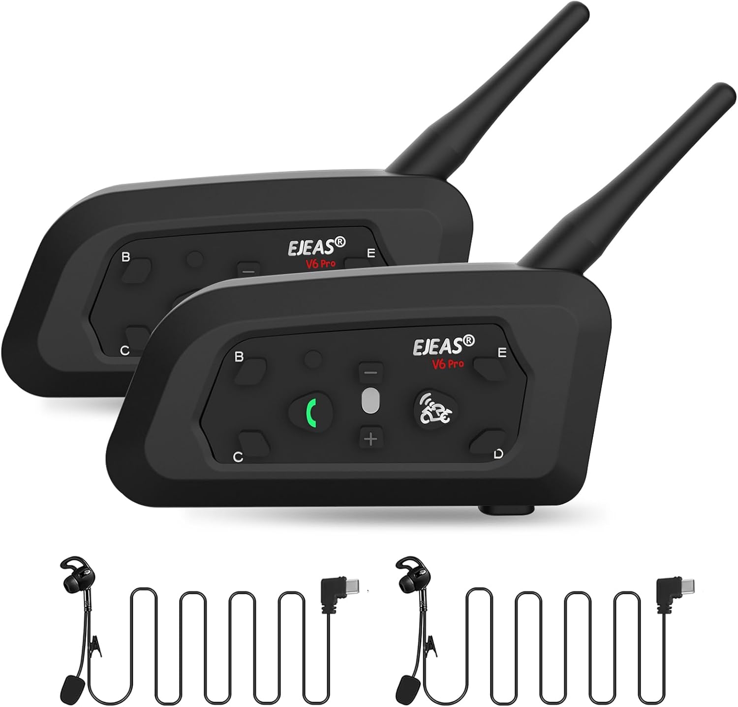 Ejeas V6C - Interfono Bluetooth per Arbitro di Calcio (2 Pack) - immagine 1