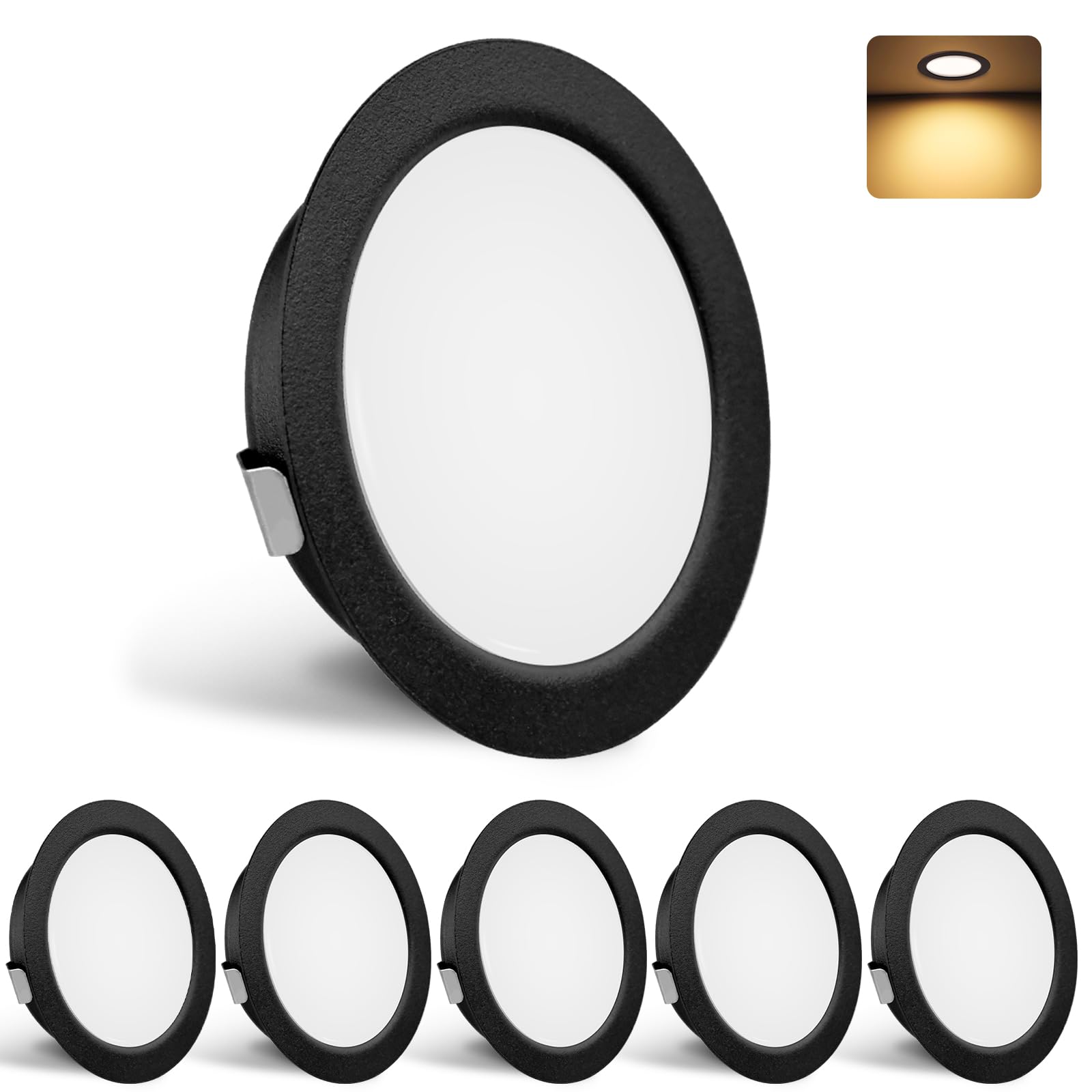 Set 6 Faretti LED da Incasso 3W 3000K, Neri