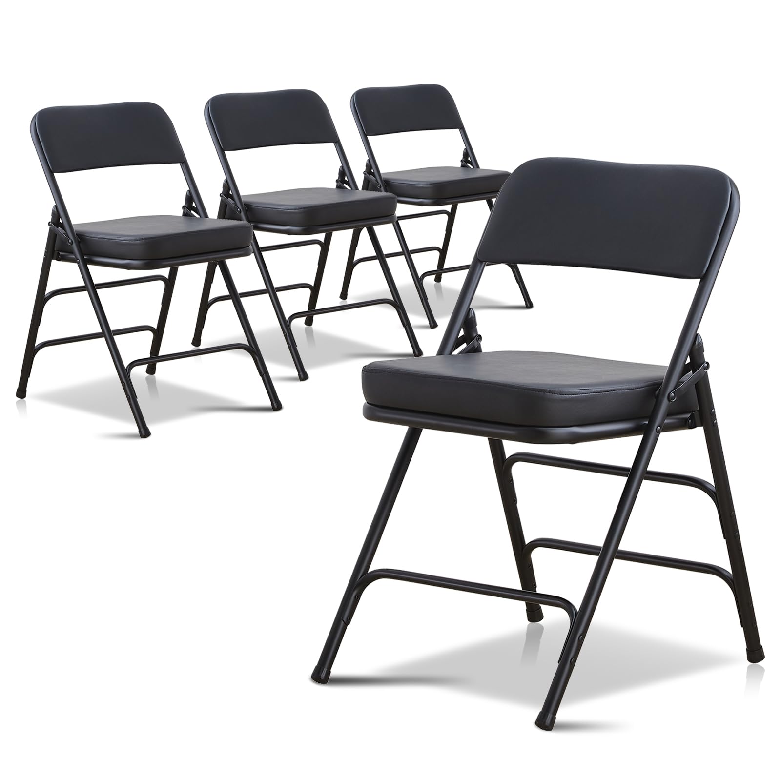Boosden Sedia Pieghevole Imbottita, Nera (4 Pezzi)
