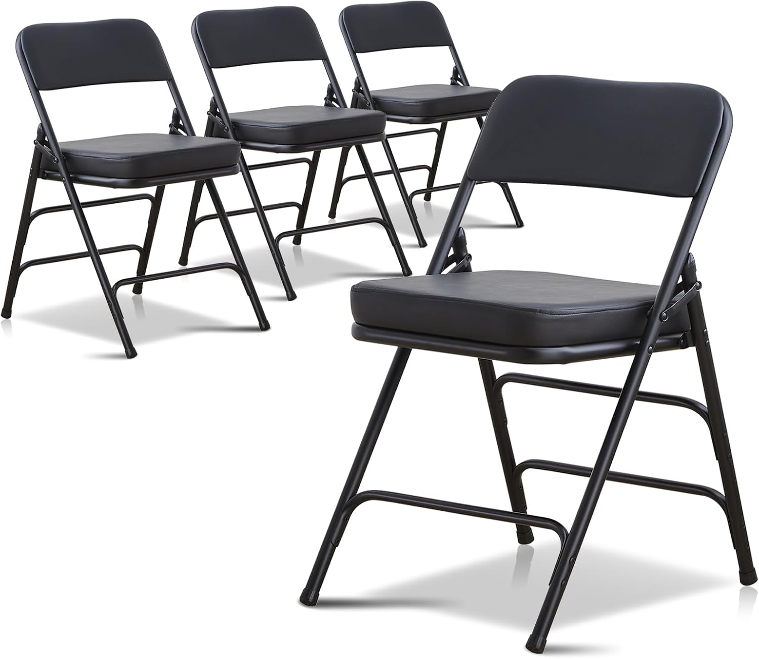 Boosden Sedia Pieghevole Imbottita, Nera (4 Pezzi) - immagine 1