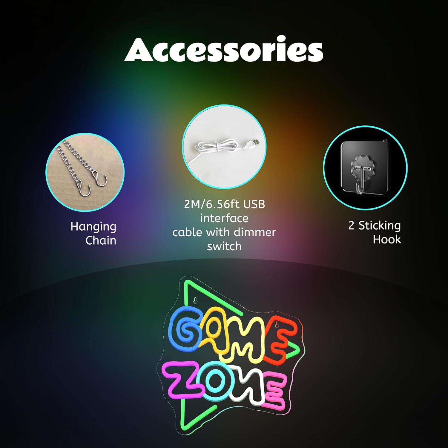 Game Zone - Cartello neon dimmerabile USB - immagine 6