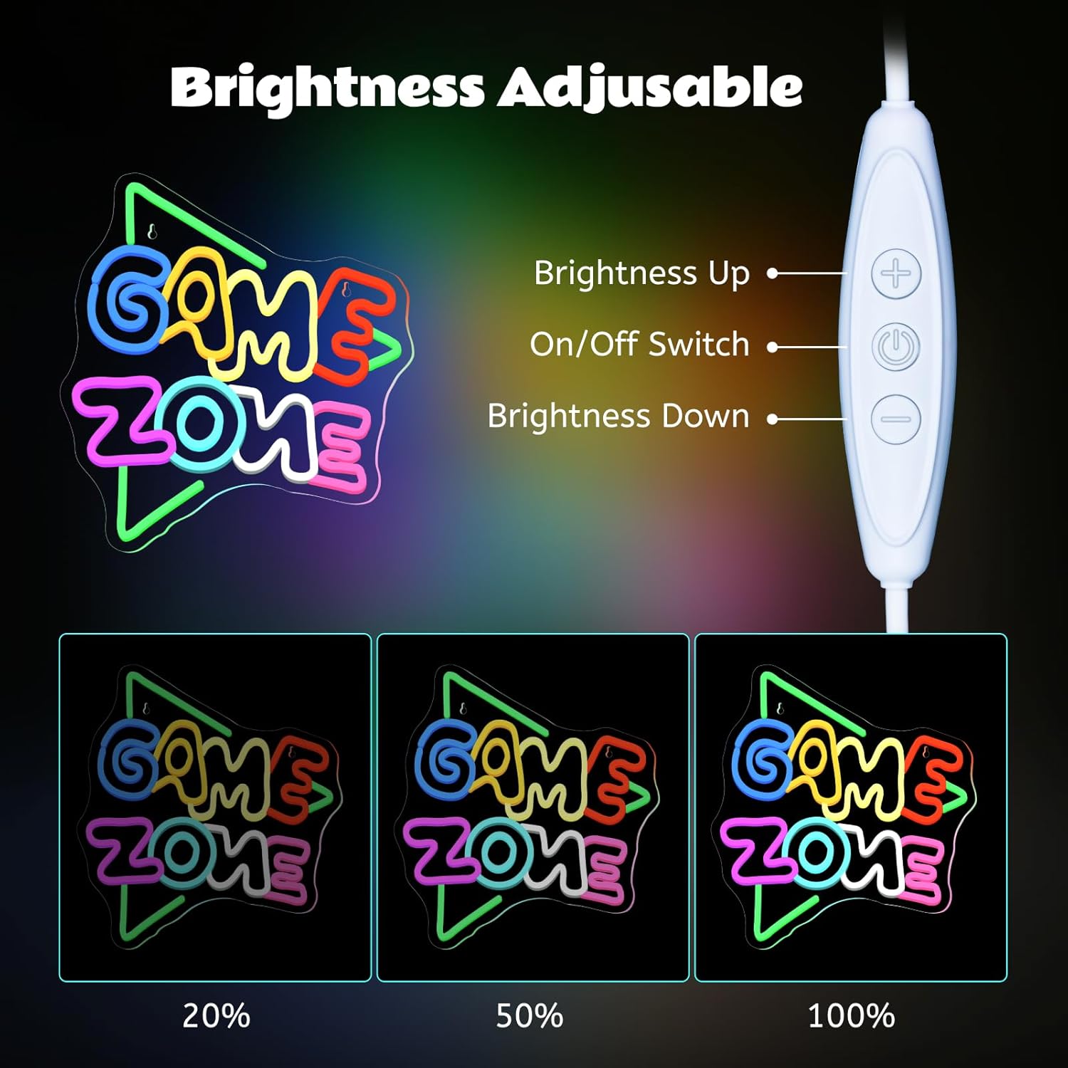 Game Zone - Cartello neon dimmerabile USB - immagine 7