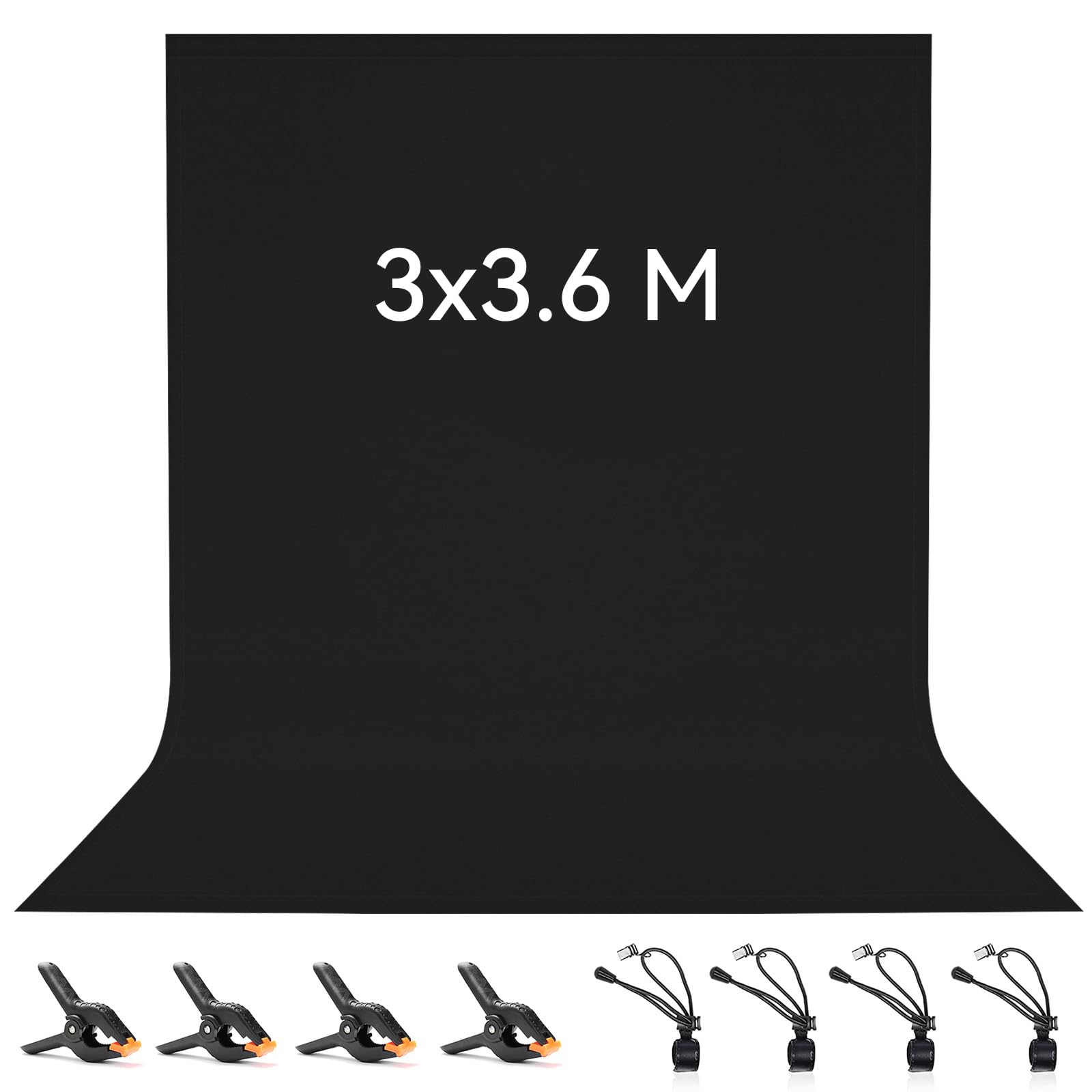 Vevelux Sfondo Fotografico 3x3,6 M, Nero