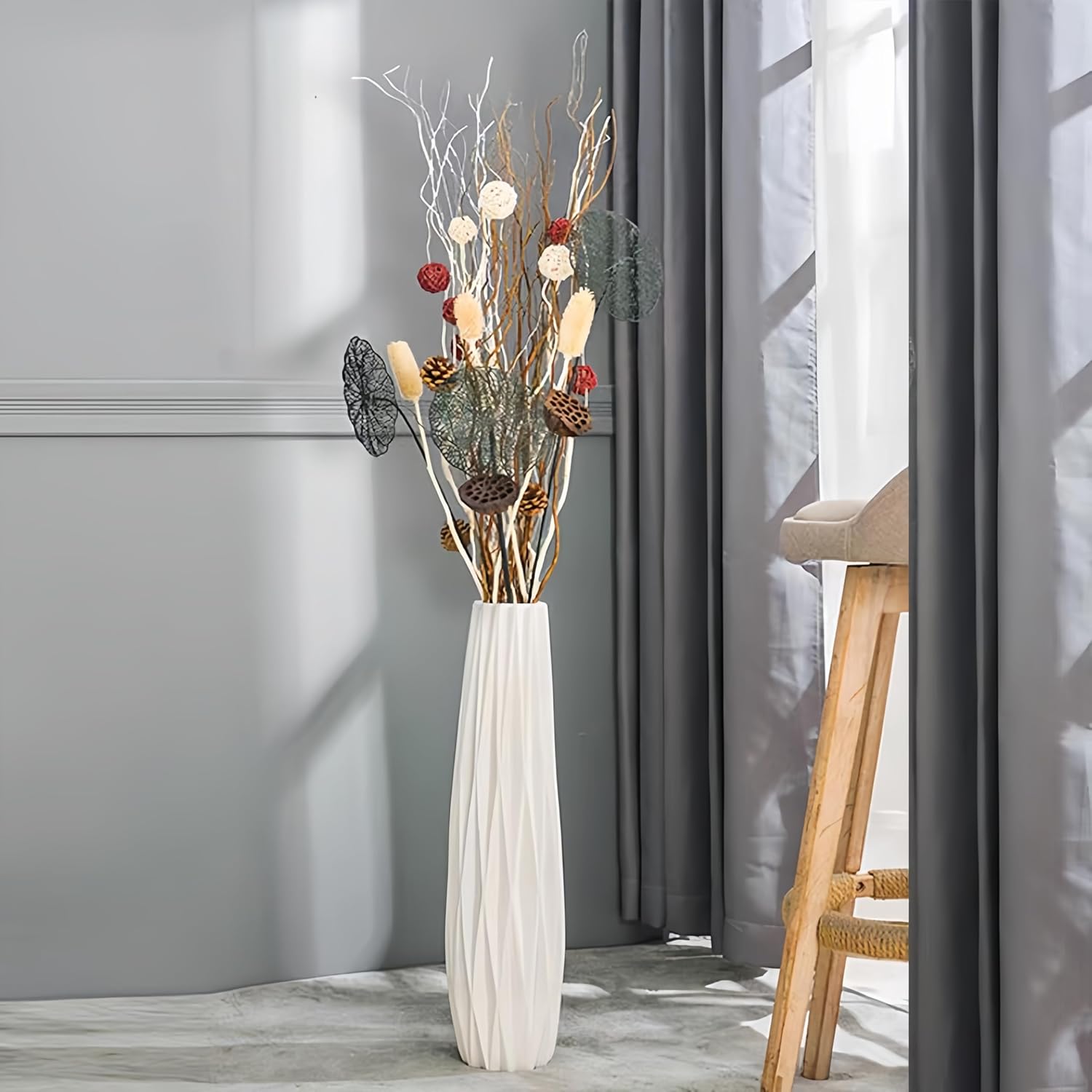 Vaso da Pavimento in Ceramica Bianca 60cm - immagine 2