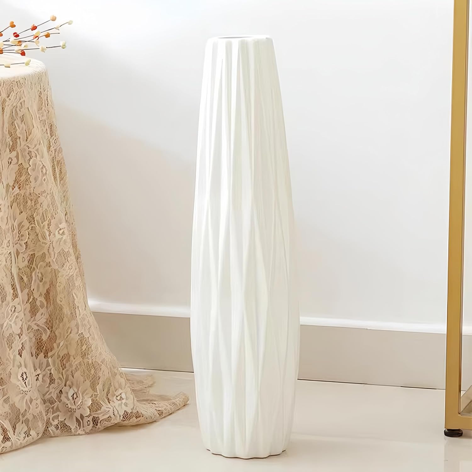 Vaso da Pavimento in Ceramica Bianca 60cm - immagine 4